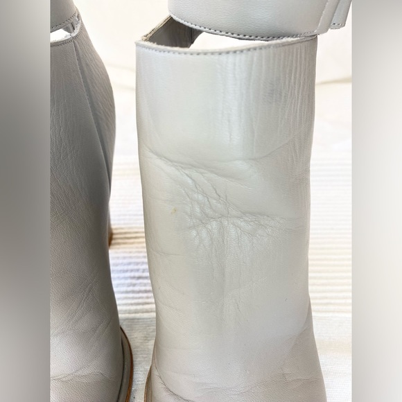 Vince Joanna Ankle-Strap Leather Booties Gray Leather Heels Shoes - Picture 5 of 16